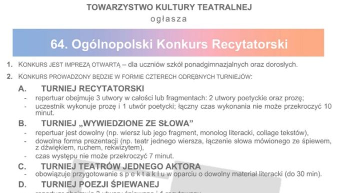 64. Ogólnopolski Konkurs Recytatorski