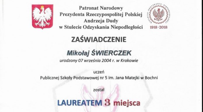 Trzecie miejsce ucznia „Piątki” w ogólnopolskim konkursie historycznym