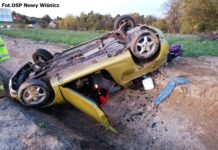 Kompletnie pijany kierowca dachował w Połomiu Dużym. Miał 3,6 promila