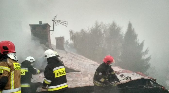 Pożar stolarni w Gawłowie. Ogień gasiło 14 zastępów strażaków – ZDJĘCIA