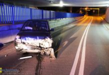 Bochnia. Pijany 23-latek uciekał przed policją i rozbił samochód