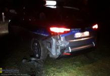 Noworoczny pościg za pijanym kierowcą, uszkodzony radiowóz