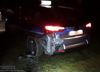 Noworoczny pościg za pijanym kierowcą, uszkodzony radiowóz