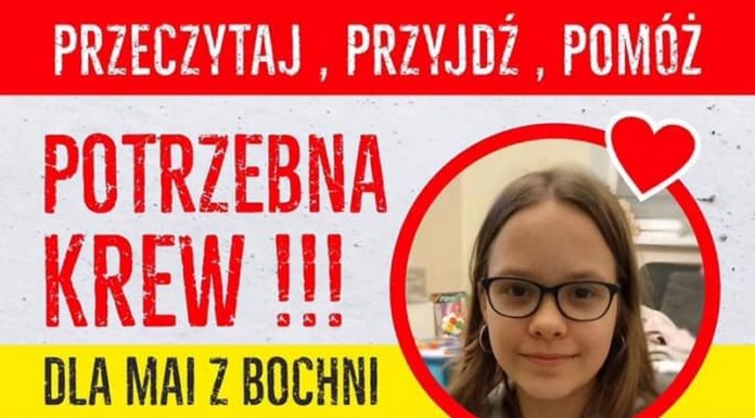 Potrzebna krew dla 10-letniej Mai z Bochni