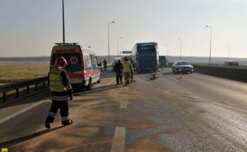Zderzenie dwóch ciężarówek na A4 przy węźle Bochnia – ZDJĘCIA