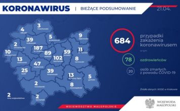 Koronawirus. Nowe zakażenia w Małopolsce. W sumie 684