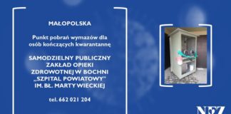 Punkt do testów na koronawirusa dla osób, które kończą kwarantannę. Także w Bochni