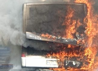 Pożar autokaru MPK w Porębie Spytkowskiej – WIDEO