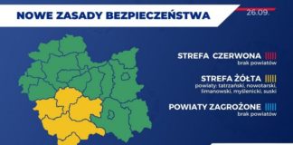 Koronawirus. Strefa żółta na południe od powiatu bocheńskiego