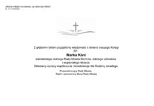 Kondolencje od Przewodniczącego Rady Miasta, Radnych i pracowników Biura Rady