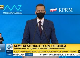 Premier Morawiecki: pandemia nasila się, konieczne kolejne obostrzenia