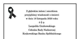 Kondolencje od władz i pracowników Krakowskiego Banku Spółdzielczego