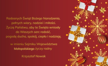 Życzenia od Krzysztofa Nowaka – Radnego Sejmiku Województwa Małopolskiego