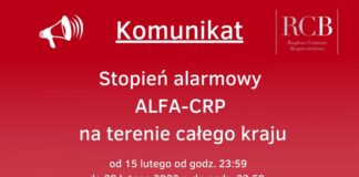 Stopień alarmowy ALFA-CRP na terenie całego kraju