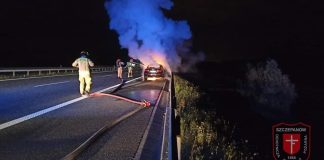 Pożar samochodu na A4 koło Brzeska