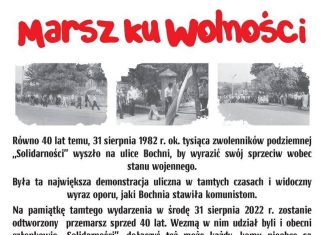 Bochnia. Rekonstrukcja „Marsz ku wolności” w rocznicę Porozumień Sierpniowych