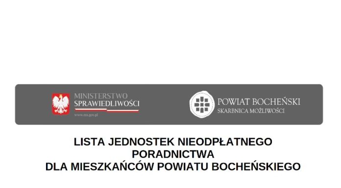 🔸 Powiat bocheński. NIEODPŁATNA POMOC PRAWNA dla mieszkańców – LISTA JEDNOSTEK