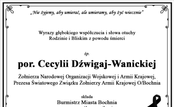 Kondolencje od Burmistrza Bochni i Współpracowników