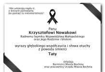 Kondolencje od Burmistrza Miasta Bochnia i współpracowników