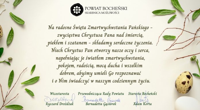 Życzenia od władz Powiatu Bocheńskiego