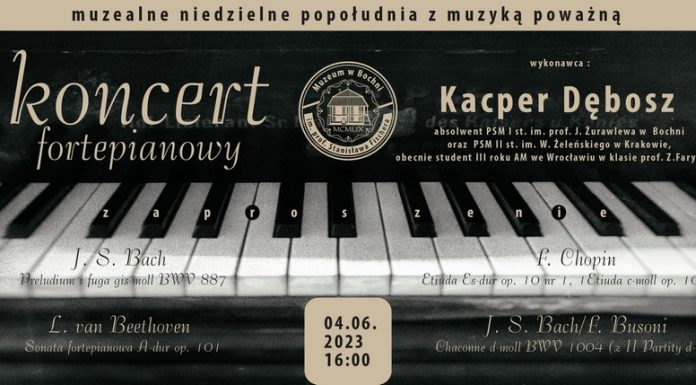 Muzeum w Bochni. W niedzielę koncert fortepianowy