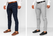 🔸 Jak wystylizować chinosy męskie w kratę? Co będzie do nich pasować?
