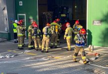 Pożar hali przemysłowej Browaru Okocim – ćwiczenia ratowniczo-gaśnicze