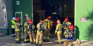 Pożar hali przemysłowej Browaru Okocim – ćwiczenia ratowniczo-gaśnicze