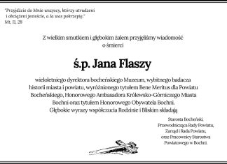 Kondolencje od władz Powiatu Bocheńskiego i pracowników Starostwa
