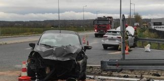 Wypadek przy wjeździe na autostradę A4 w Bochni. Dwie osoby ranne – ZDJĘCIA