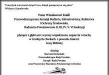 Kondolencje od władz Powiatu Bocheńskiego, Radnych i Pracowników Starostwa