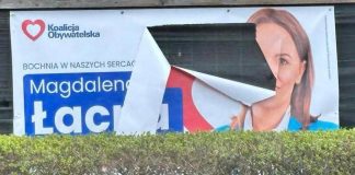 Koalicja Obywatelska zawiadomiła policję o serii dewastacji materiałów wyborczych Magdaleny Łacnej