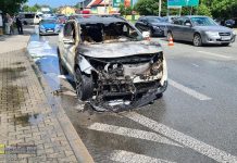 Pożar samochodu na DK75 w Brzesku