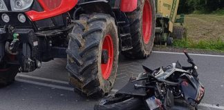 Lipnica Górna. Zderzenie motorowerzysty z ciągnikiem. 17-latek zabrany do szpitala