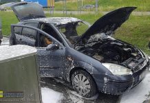 Brzesko. Pożar samochodu na stacji paliw