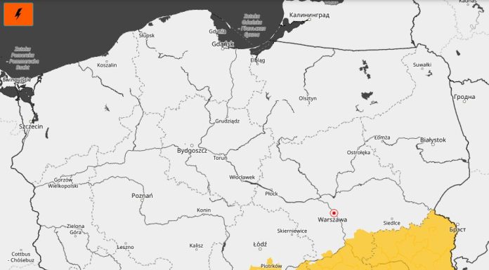 ⚠ Ostrzeżenie: W nocy możliwe gwałtowne burze