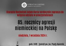 85. rocznica wybuchu II wojny światowej. Uroczystość w Bochni – PROGRAM