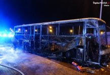 Na autostradzie A4 spłonął autobus. Jechały nim dzieci z gminy Trzciana – ZDJĘCIA