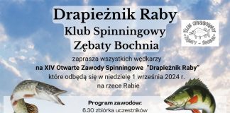 W niedzielę zawody wędkarskie klubu spinningowego Zębaty Bochnia