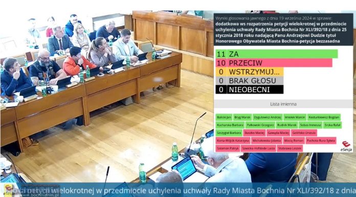 Rada odrzuciła petycję ws. odebrania Andrzejowi Dudzie honorowego obywatelstwa Bochni