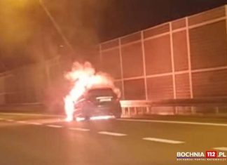 Pożar samochodu na A4 w Stanisławicach