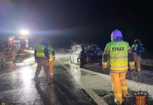 Pożar samochodu na A4 między Bochnią, a Brzeskiem. Citroen doszczętnie spłonął