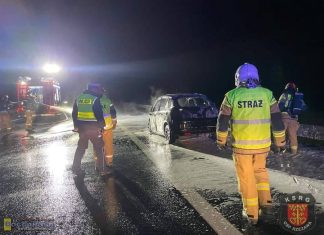 Pożar samochodu na A4 między Bochnią, a Brzeskiem. Citroen doszczętnie spłonął