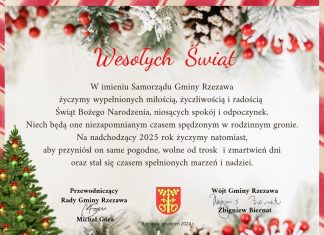 Życzenia dla Czytelników od władz Gminy Rzezawa