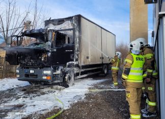 Trzciana. Pożar samochodu ciężarowego – ZDJĘCIA