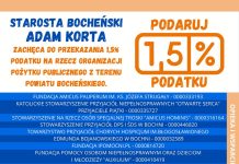 Starosta zachęca do przekazywania 1,5% podatku organizacjom z powiatu bocheńskiego – LISTA