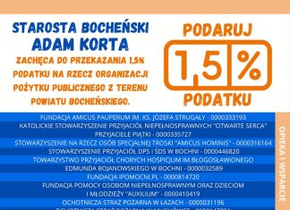 Starosta zachęca do przekazywania 1,5% podatku organizacjom z powiatu bocheńskiego – LISTA