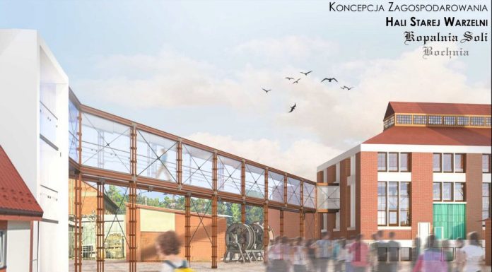 Bochnia. Nowe plany przebudowy Starej Warzelni. Przeszklona przewiązka i przestrzeń handlowa – WIZUALIZACJE