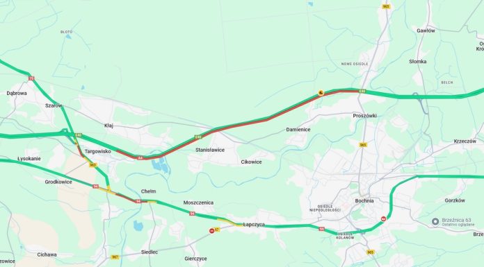 Ogromny zator na A4 przy węźle Bochnia. Korek ma 6 kilometrów