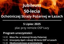 50-lecie OSP Łazy. W sobotę uroczystości jubileuszowe – PROGRAM